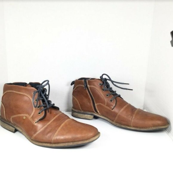 Apt. 9 Shoes | Apt. 9 Men's Ankle Boots Side Zipper Flat Shoes Lace-Up Round Toe Brown Size 12 | Color: Brown | Size: 12 | Mertilb's Closet